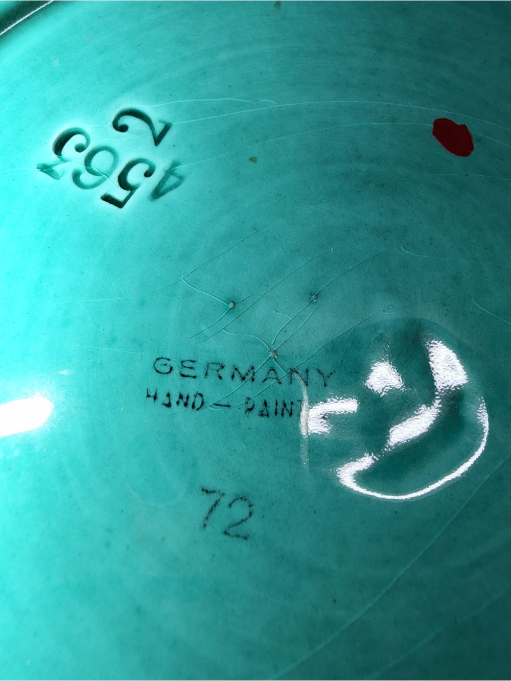 SMF Hand Painted Turquoise Ceramic Plate Lily of the Valley Design Art Nouveau 💝 - Picture 4 of 4